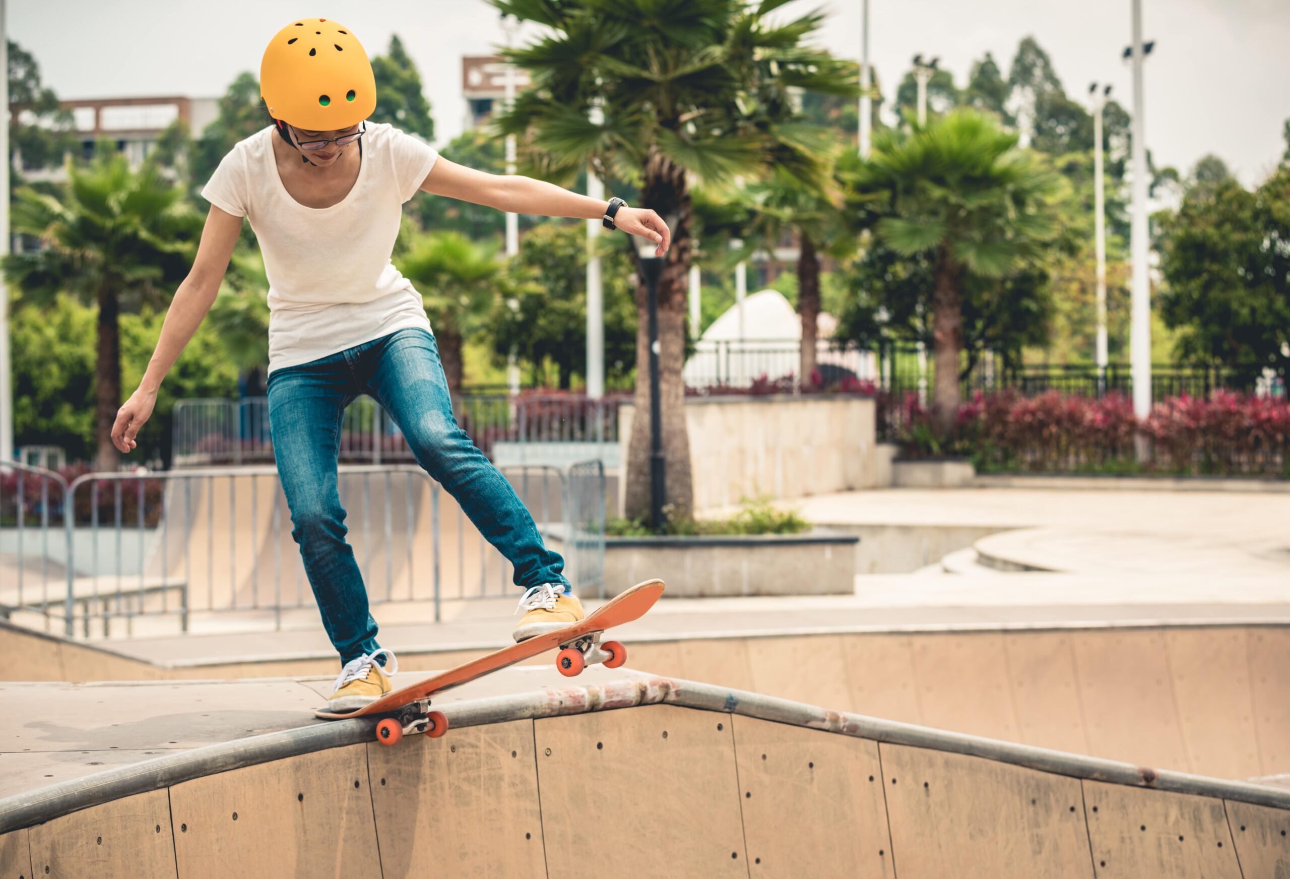 a kid skateboarding